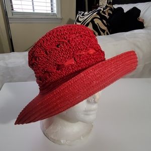 Red  Sunhat  wide 3.5" brim